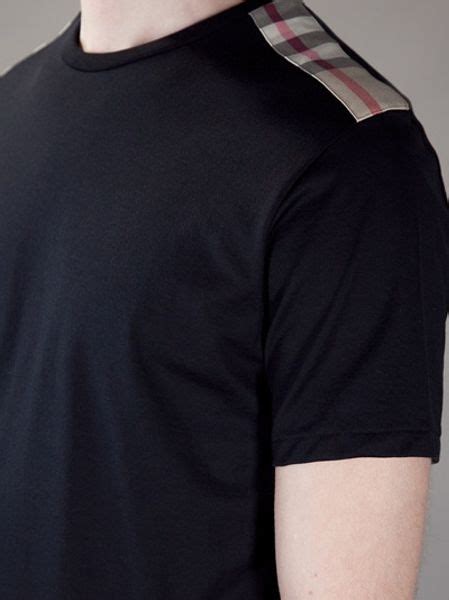 burberry cotton t shirt with check shoulder patches